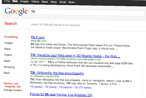 Tilt Page Google Tricks