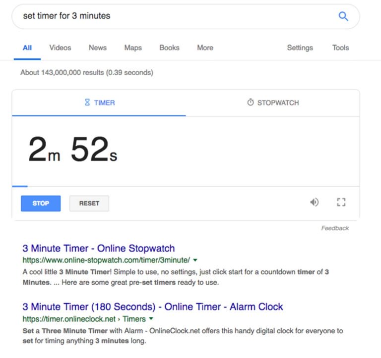 Set Timer Google Tricks